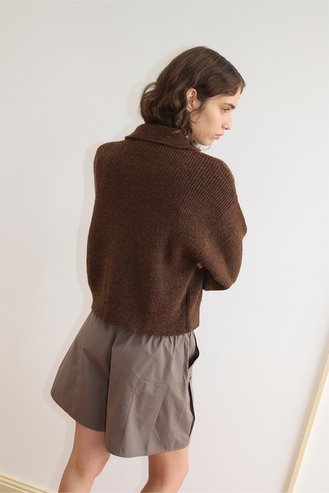 Double Layer Cardigan - Brown