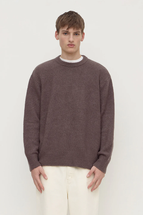 Dover Boucle Knit Cashmere Crew - Bark