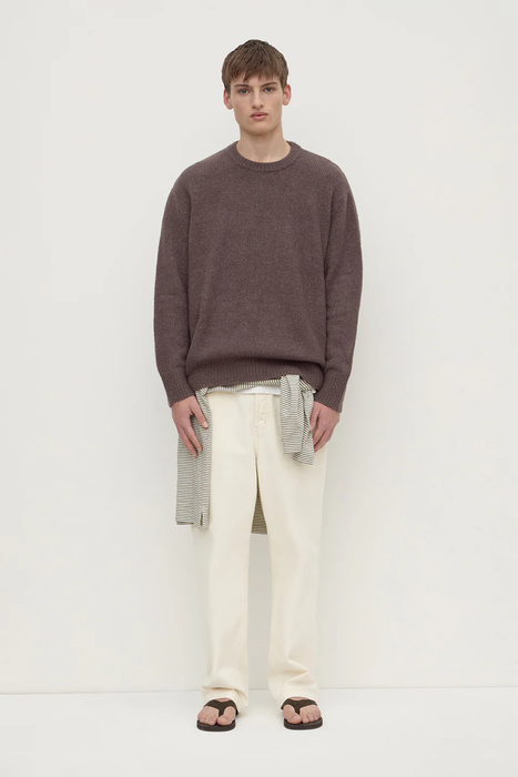 Dover Boucle Knit Cashmere Crew - Bark