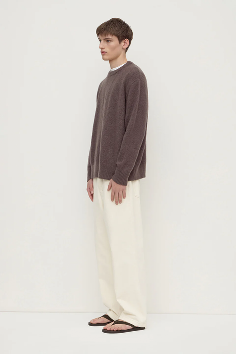 Dover Boucle Knit Cashmere Crew - Bark