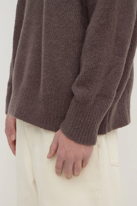 Dover Boucle Knit Cashmere Crew - Bark