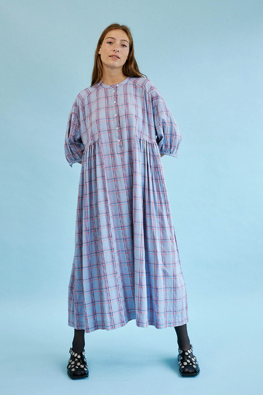 Dreaming With You Dress - Cornflower Check Cotton