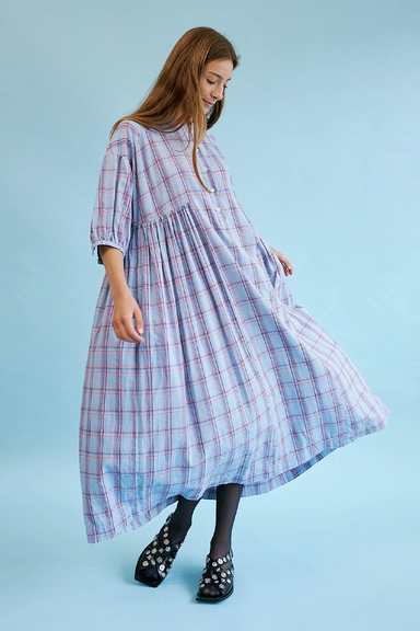 Dreaming With You Dress - Cornflower Check Cotton