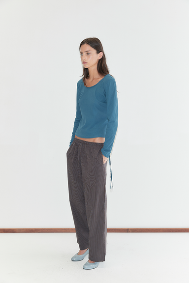 Ease Trouser - Brown / Blue Stripe
