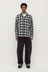 Elio Japanese Check Long Sleeve Shirt - True Navy / Cream