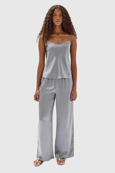 Ena Silk Pant - Silver