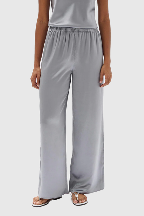 Ena Silk Pant - Silver