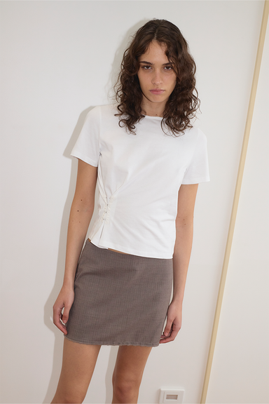 Eye Skirt - Grey Pink Stripe