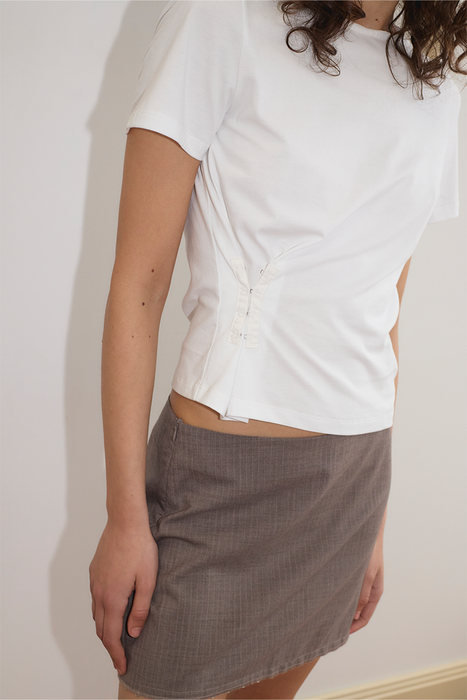 Eye Skirt - Grey Pink Stripe