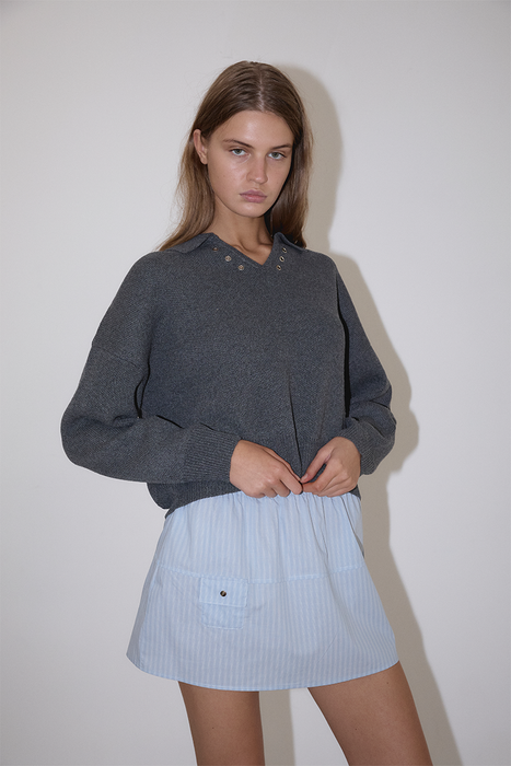 Eyelet Knit - Dark Pebble