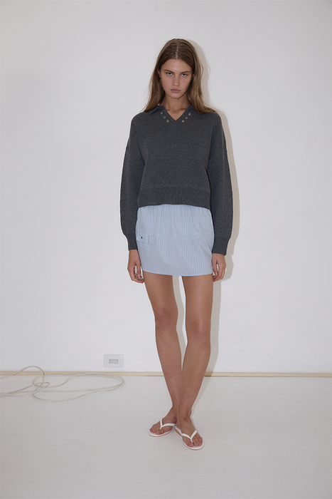 Eyelet Knit - Dark Pebble