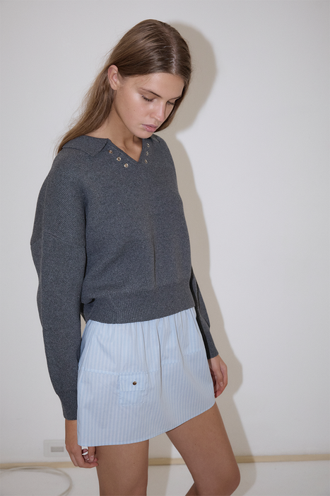 Eyelet Knit - Dark Pebble