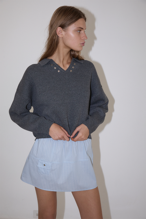 Eyelet Knit - Dark Pebble