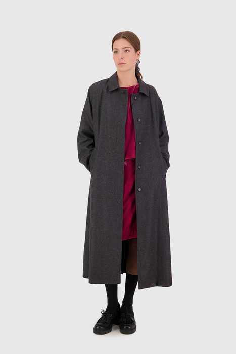 Famous All Over Duster Wool Coat - Grey