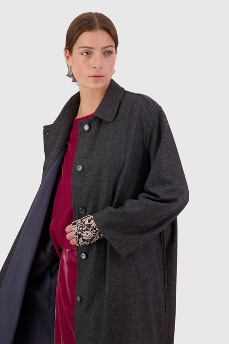 Famous All Over Duster Wool Coat - Grey