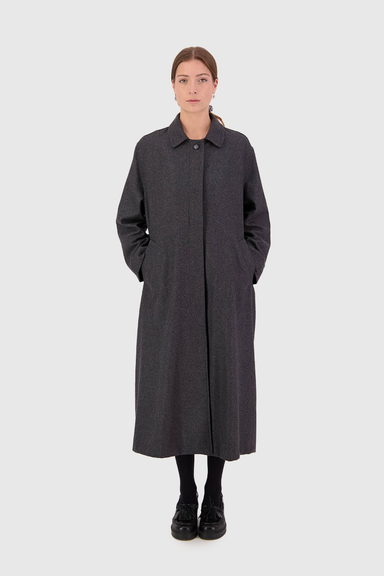 Famous All Over Duster Wool Coat - Grey