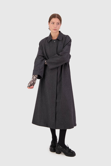 Famous All Over Duster Wool Coat - Grey