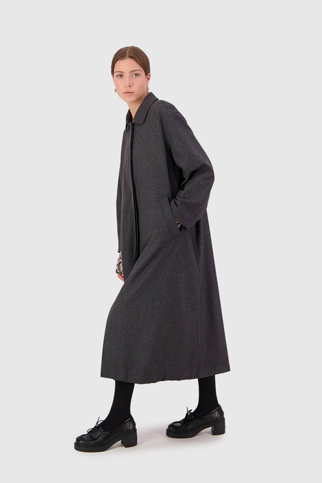 Famous All Over Duster Wool Coat - Grey
