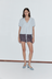 Fine Collar Top - Mist Stripe