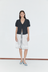 Fine Collar Top - Mono Grid