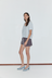 Fine Collar Top - Mist Stripe