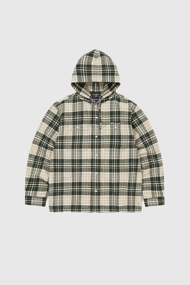 Flannel Hooded Check Shirt - Green