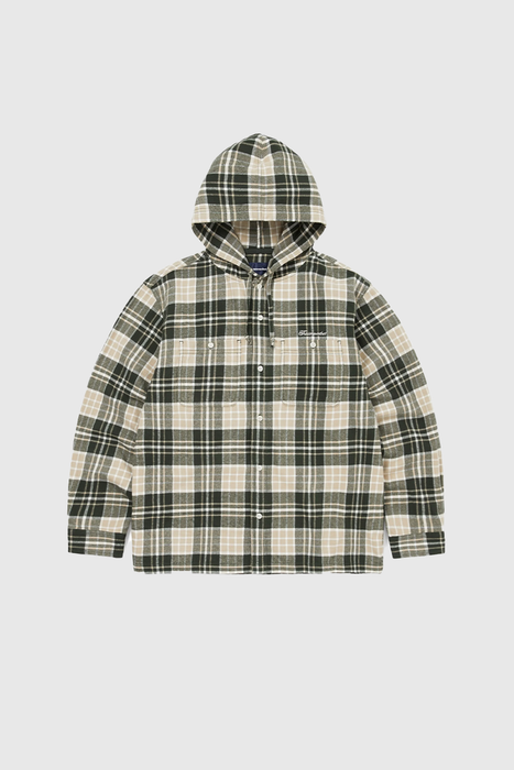 Flannel Hooded Check Shirt - Green