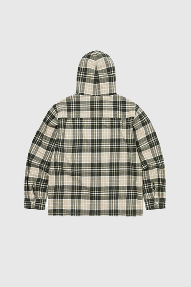 Flannel Hooded Check Shirt - Green