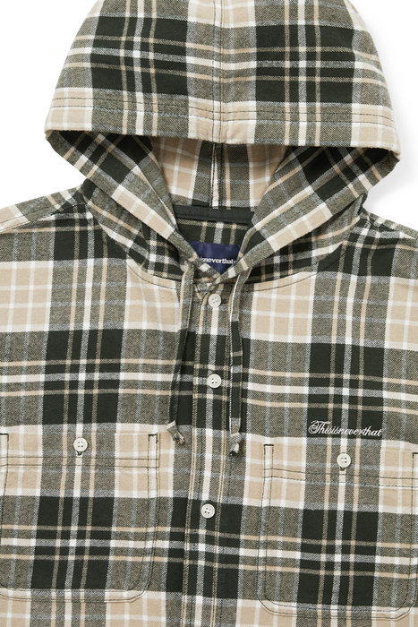 Flannel Hooded Check Shirt - Green