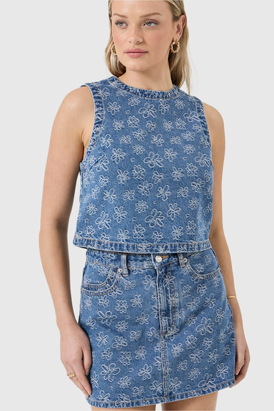 Flowers Shell Top - Indigo