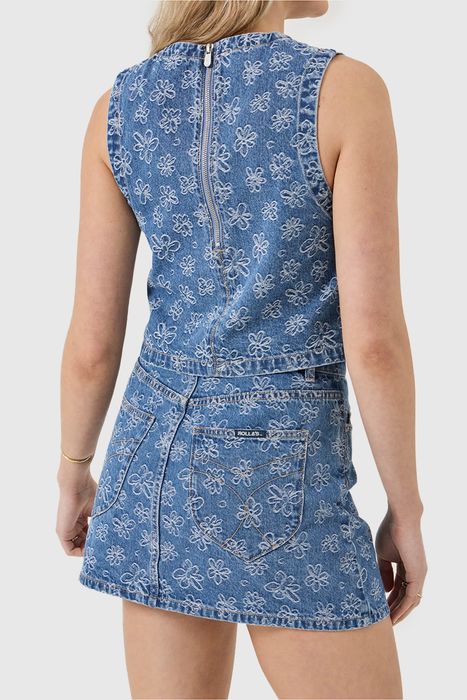 Flowers Shell Top - Indigo
