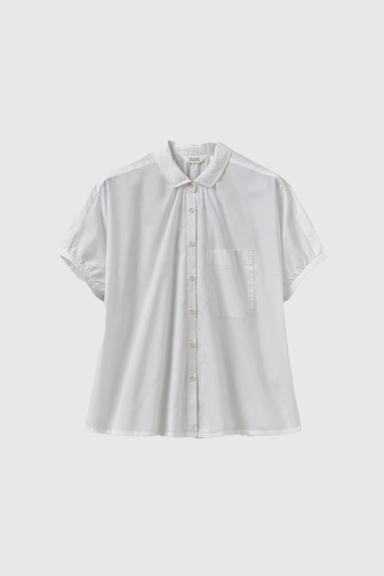 Gathered Cotton Chambray Shirt - White
