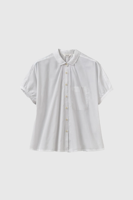Gathered Cotton Chambray Shirt - White