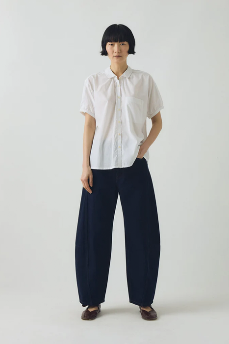 Gathered Cotton Chambray Shirt - White