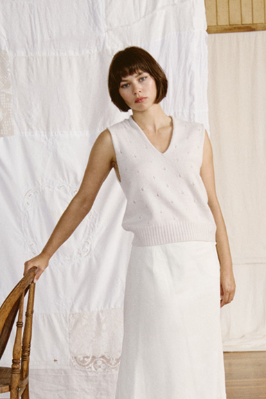 Glimmer Lace Vest - Ivory