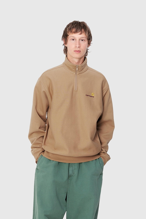 Half Zip American Script Sweat - Peanut