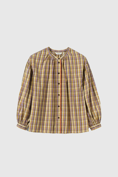 Harvest Check Mulmul Cotton Shirt - Wisteria / Olive