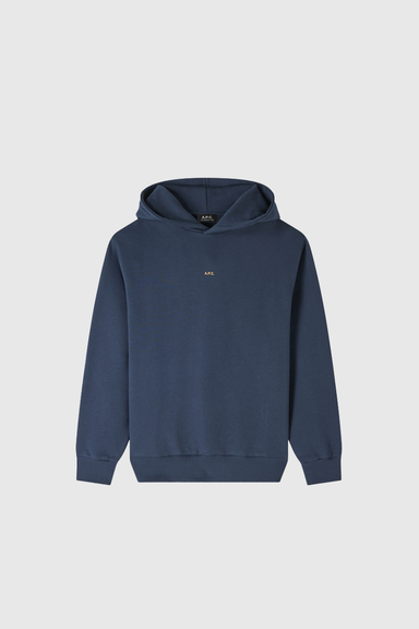 Hoodie Boxy Micro Logo - Steel Blue / Jaune