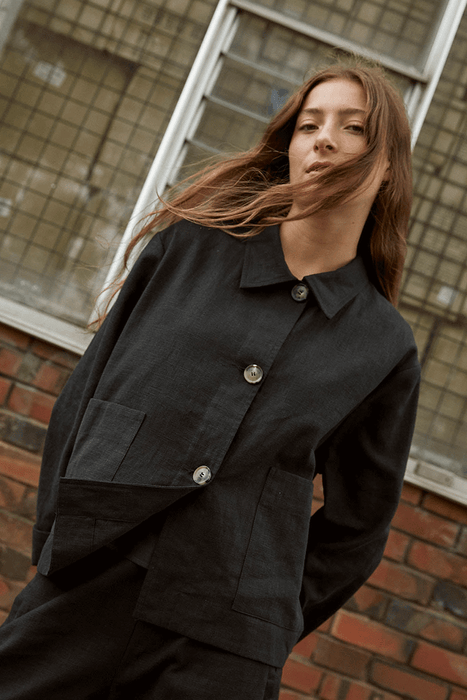 Blue Skies Jacket - Black Linen