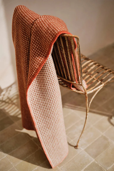 Jacquard Dot Wool Blanket - Rust