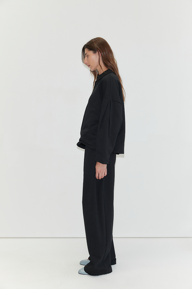Side Pleat Pant - Black