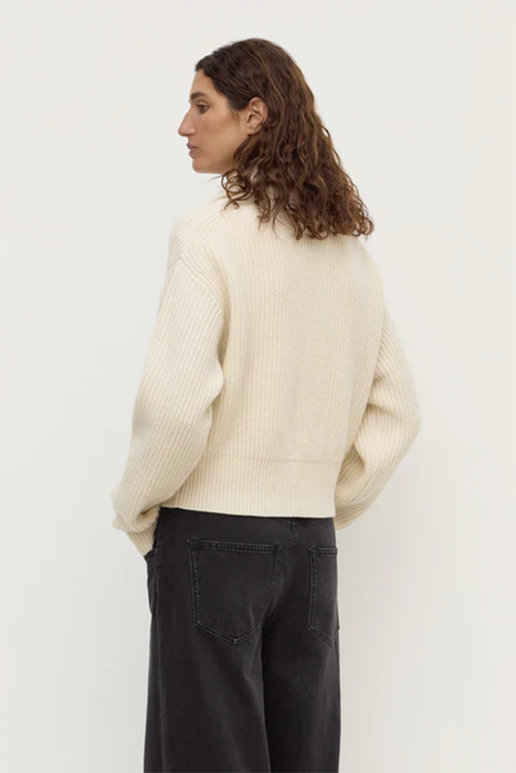 Kaia Wool Zip Sweater - Antique White