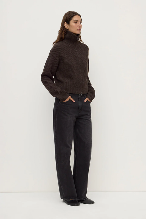 Kaia Wool Zip Sweater - Ganache Marle