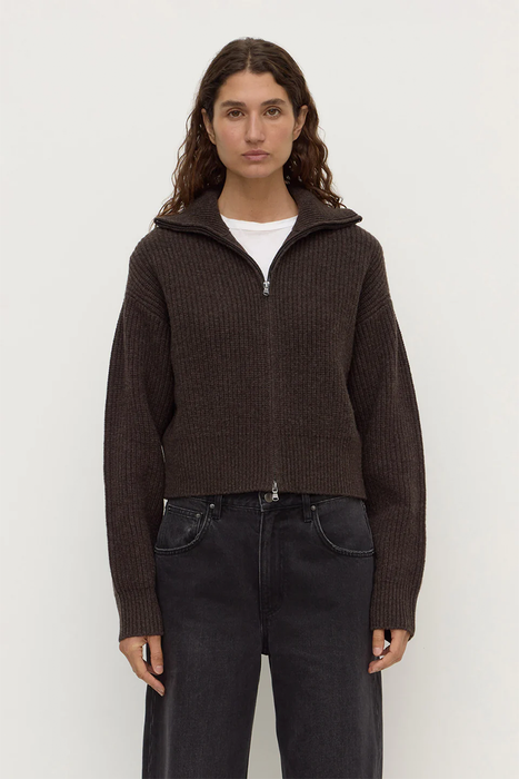 Kaia Wool Zip Sweater - Ganache Marle