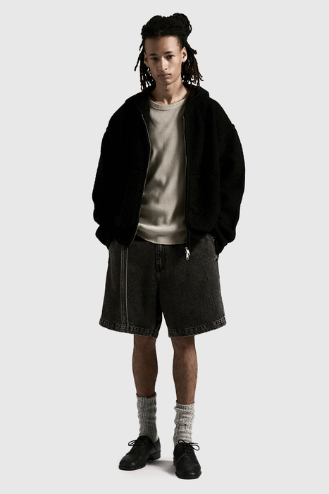 Knit Zip Hood - Boiled Black