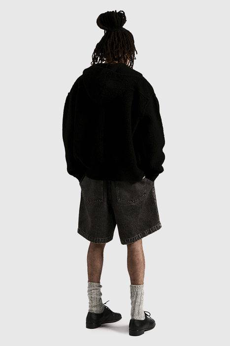 Knit Zip Hood - Boiled Black