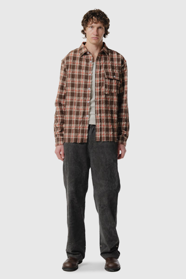 LS Pocket Shirt - Brown Red Check