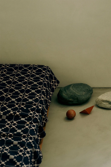 Lattice Double Cloth Throw - Indigo