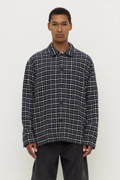 Leo Check Long Sleeve Shirt - True Navy / Cream