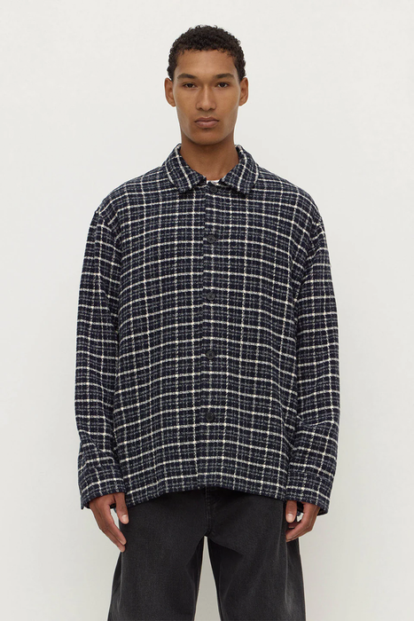 Leo Check Long Sleeve Shirt - True Navy / Cream